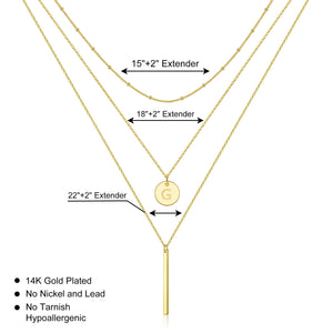 Vjoypro Layered Gold Initial Necklaces for Women, 14K Gold Plated Pendant Initial G Letter Layering Bar Pendnat Necklace Gold Y-