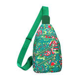 Ujeavette Crossbody Bag Northeast Floral Print Shoulder Bag For Outdoor Jogging Sports Green