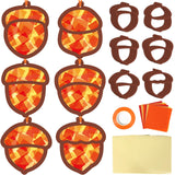 Qyeahkj 36 Set Fall Acorn Suncatchers Crafts for Kids DIY Autumn Window Tissue Paper Craft Kit Hanging Decor for Thinkgiving Hom
