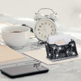 Business Card Holder Stand for Office - Professional & Luxury Display Womens Office Name Card with White Crystal Accessories (Bl
