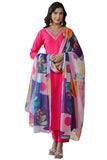 Gosriki Women'S Cotton Blend Straight Solid Kurta With Pant & Dupatta (Kisori Pink-Nw-Gs_M_Pink_Medium),Pink,,B0CQPJ2CZ7