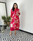 Anni Designer Women'S Rayon Viscose Straight Printed Kurta With Palazzo (Savya Pink_Xl_Pink_X-Large),Pink,XL,,,