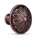 Antique Copper Kitchen Cabinet Knobs Vintage - 16 Pack Solid Zinc Alloy Single Knobs - 1.4Round Vintage Copper Knobs for Cab