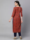 Gosriki Women'S Cotton Blend Straight Printed Kurta With Pant Set (Parjapati Red-Gs_S_Red_Small),Red,,B0CJJZC565