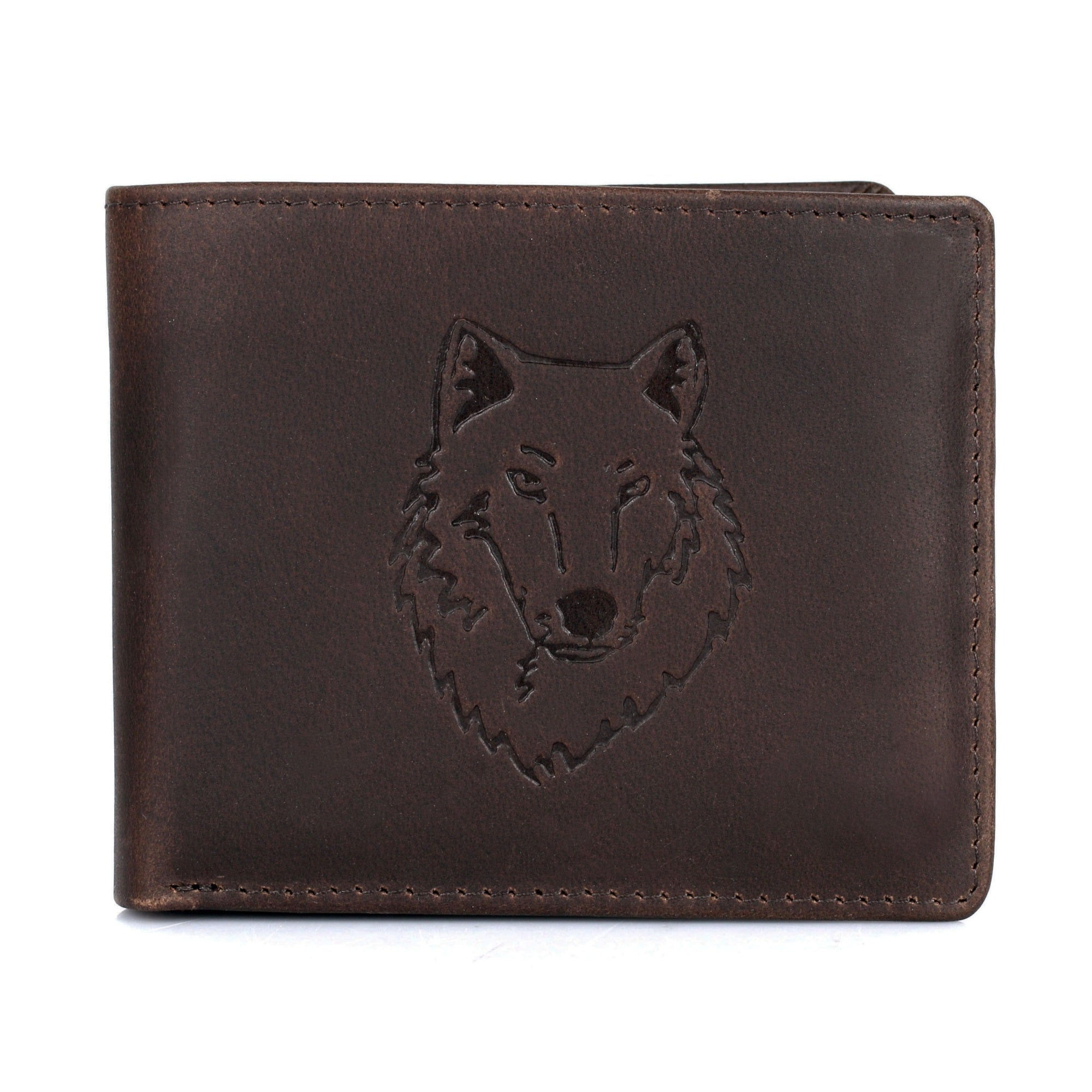 Karla Hanson Men'S Rfid Blocking Leather Wallet With Wolf