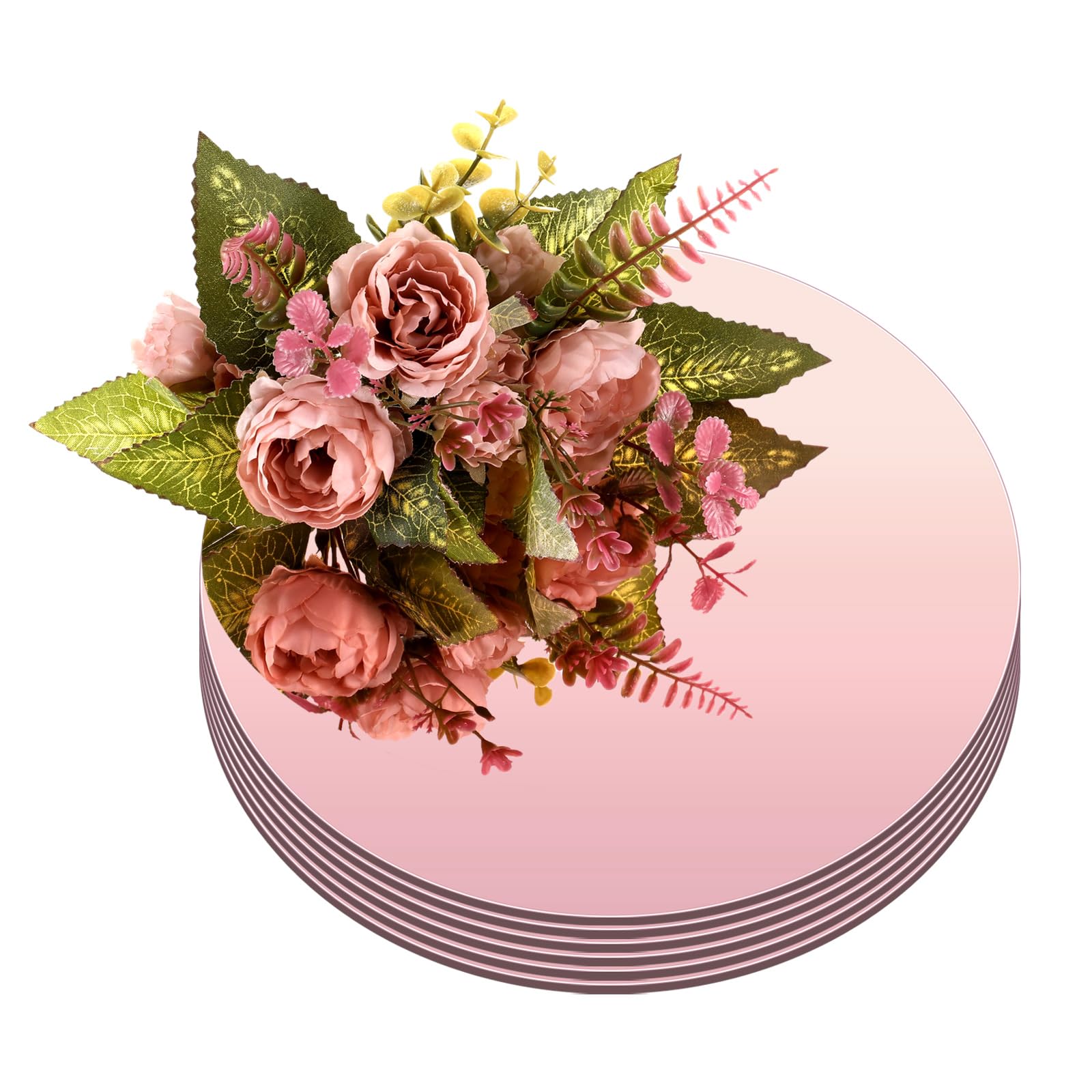 Thyle 6 Pcs 10 Inch Acrylic Round Mirrors for Tables Centerpieces Circle Mirrors Candle Plates for Wall Wedding Table Centerpiec