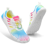 XIHALOOK Womens Mens Water Swim Shoes Beach Quick Dry Barefoot for Boating Fishing Diving White Colorful, 9 Women/7.5 Men