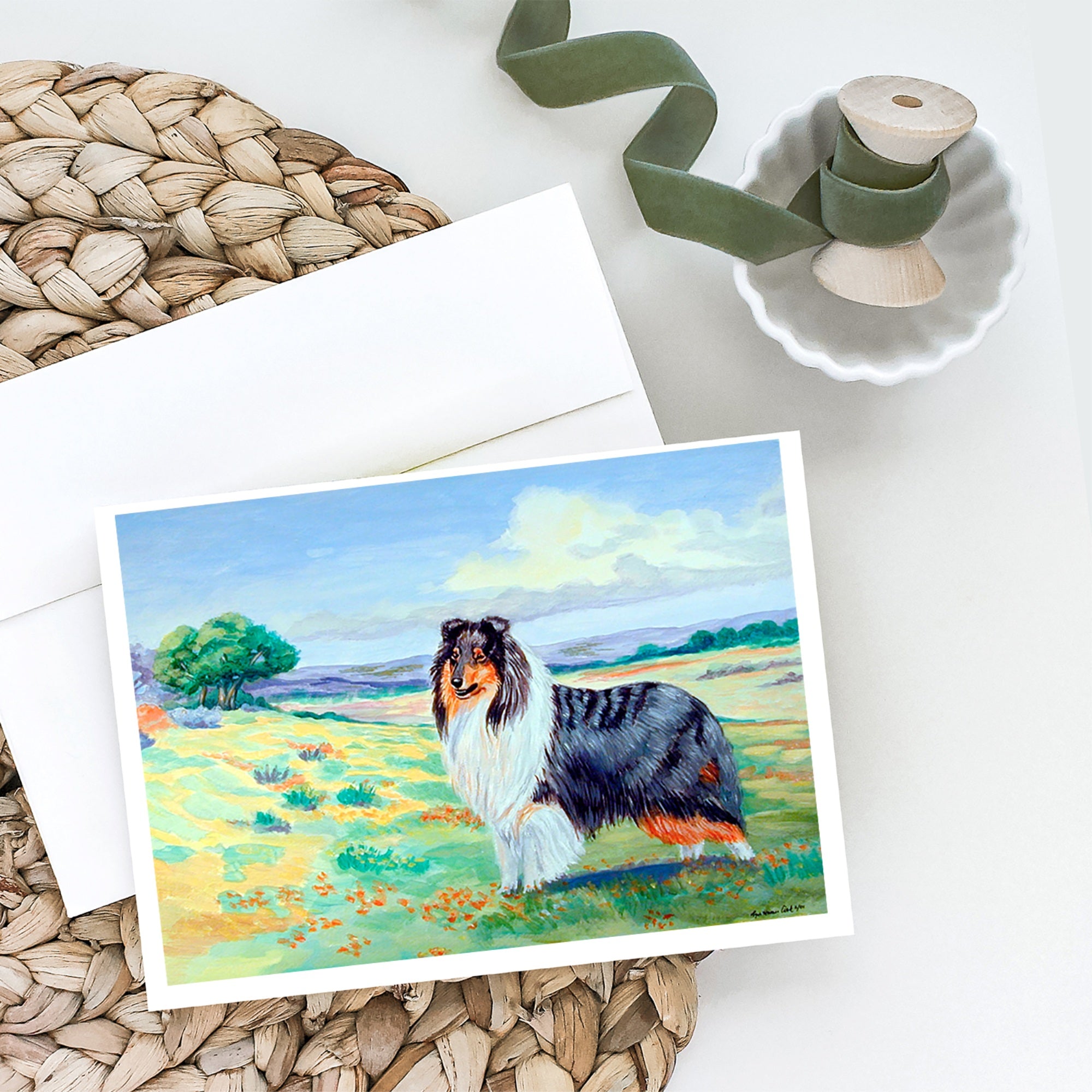 Collie Greeting Cards And Envelopes Pack Of 8