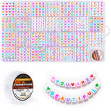 Eppingwin Letter Beads - Alphabet Beads in 28 Grid Box (6 x 6 mm Square, Large Hole, Multi-Colored Letters & White Base)