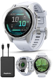 PlayBetter Garmin Fenix 8 AMOLED (43mm, Silver/Whitestone) Multisport GPS Smartwatch Bundle - 1.3Touchscreen, Built-in LED F