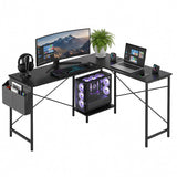 Sagenest L Shaped Desk, 50 Inch Reversible Computer Desk Corner Gaming Table with CPU Stand & Storage Bag, Sturdy Metal Frame PC