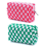 SxoSyo 2 Pcs Cosmetic Bags for Women Checkered Makeup Bag Purse Travel Toiletry Zipper Storage Pouch Make up Brushes Organizer f