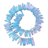 BEADIA Dark Blue/Purple Titanium Coated Crystal Quartz Spike Point Stick Beads Rough 0.6-0.8 for Jewelry Making 15 Inch/Strand