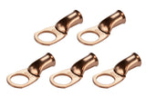 TEMCo 5 Pack Bare Copper Welding Battery Cable Ends, Lugs Terminal 4 AWG 1/2 Hole (6 AWG to 1/0 AWG Options Available)