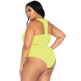 2 Pc Opaque Bandeau And Suspen - 1X-2X / Neon Yello