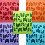 Geometric Flowers Set of 5 cloths (one of each color) on color Swedish Dishcloths