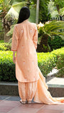 Gosriki Women'S Cotton Blend Straight Hand Block Printed Kurta With Pant & Dupatta (Ragsri Peach-Vks01-Gs_M_Peach_Medium),Peach,,B0D9WDXSFW