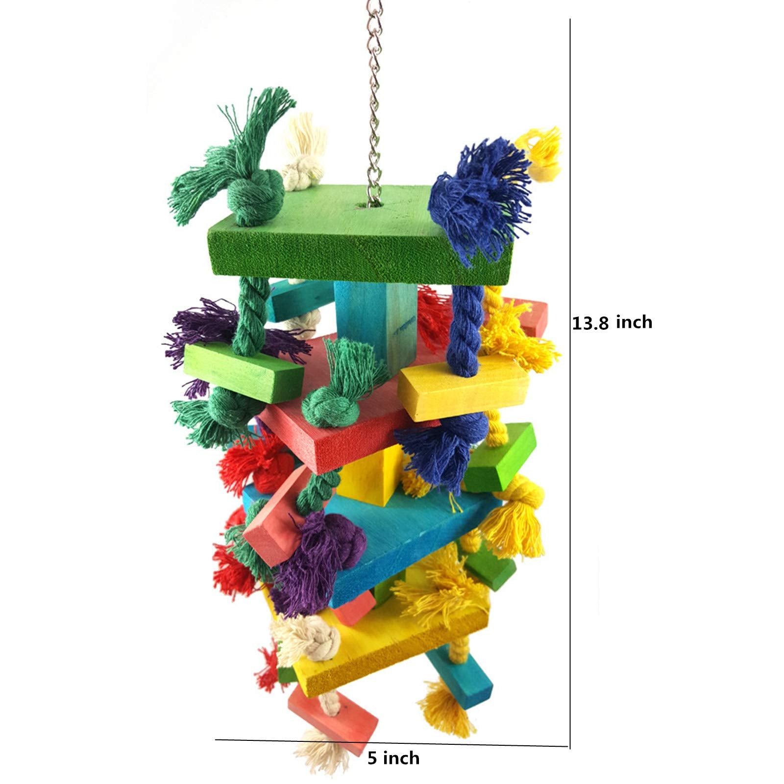alfyng Bird Parrot Knots Block Tearing Chewing Toy, Multicolored Wooden Bird Parrot Toy Suitable for Macaws cokatoos, African Gr