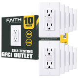 Faith [10Pack] 15A GFCI Outlets, NonTamperResistant GFI Duplex Receptacles with LED Indicator, SelfTest Ground Fault Circuit