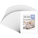 Golden State Art Acid Free, Pack of 50 11x14 White Picture Mats Mattes with White Core Bevel Cut for 8x10 Photo