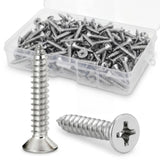 LEIFIDE 200 pcs #6 x 3/4 Flat Head Phillips Screws 304 Stainless Steel Small Cabinet Hinge Wood Screws for Indoor Furniture Wood