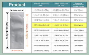 100 Pcs (Outer Size 1.57x4.33 inches) Coffee Food Storage Heat Sealable 3.34mil Mylar Pure Foil Bag Vacuum Pouch for Sampling Pa