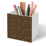 DILSJ Trendy Retro Leopard Print 1 Compartment Pen Pencil Holder for Desk,Leopard Gifts for Women, Maximalist Cheetah Print Wood