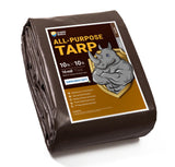 GUARD SHIELD Super Heavy Duty Brown/Silver Ploy Tarp Cover 10x10 Feet Waterproof Tarps 16mil Thick UV and Tear Resistant Tarpual