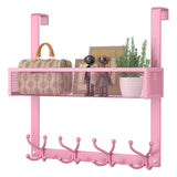 Consumest Over The Door Hooks Organizer - Over Door Hanger with 16 Hooks & 2 Baskets for Hanging Coat, Clothing, Towel, Back Sto