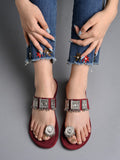 Shoetopia Women'S Block Heel Sandal,Cherry,5,B0C6TZMXSS
