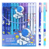 DEOXY Space Journey Erasable Gel Pens Set, Astronaut Theme, Blue and Purple Colors, Includes Multiple Pens