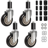 4 inch Prep Table Casters Set of 4 for Commercial Kitchen Prep Tables, Expanding Stem Caster Wheels for Table Legs Fit 7/8,1-1/4