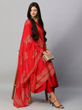 Anni Designer Women'S Rayon Blend Solid Anarkali Kurta With Pant & Dupatta (Magic-Red-Nw_Xl_Red_X-Large),Red,XL,,,