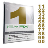 iSYFIX Gold Vinyl Numbers Stickers - 6 Inch Self Adhesive (2 Sets)- Premium Decal Die Cut and Pre-Spaced for Mailbox, Signs, Win