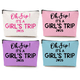 4 Pcs Girl Trip 2025 Makeup Bag Funny Girls Trip Gifts Favors Girls Weekend Gifts Weekender Bag Summer Vacation Birthday Christm