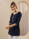 Libas Women'S Cotton Embellished Straight Kurtis (29655_Blue_Xxl)