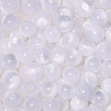 NITOPUPU 100Pcs 8mm White Cat Eye Beads with Glitter Powder Round Resin Beads for Jewelry Making DIY Bracelets Necklace Earring