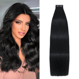 Tape in Hair Extensions 1BT6P1B Natural Black to Chestnut Brown 100% Remy Human Hair Extensions Silky Straight for Fashion Women