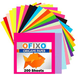 Ofixo Diy Square 200-Pcs Origami Paper Double Sides Solid Color Folding Paper Multicolor Kids Handmade Scrapbooking Craft Access