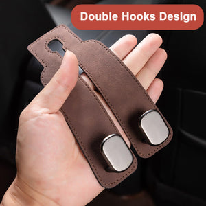 Amelity Car Hooks for Purses and Bags, Headrest Hooks for Car, Purse Hook for Car, 2 in 1 Car Seat Hooks for Headrest (Brown - 2