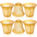 Teenyyou 6 Pcs Bell Shaped Glass Lamp Shade E26 Replacement Globe Ceiling Fan Light Cover with 1-5/8'' Fitter Opening for Chande
