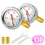 MEANLIN MEASURE 2pcs 0~15Psi Stainless Steel Liquid Filled, 1/8 NPT 1.5 Glycerin Filled Pressure Gauge, Water Oil Air, Lower Mou