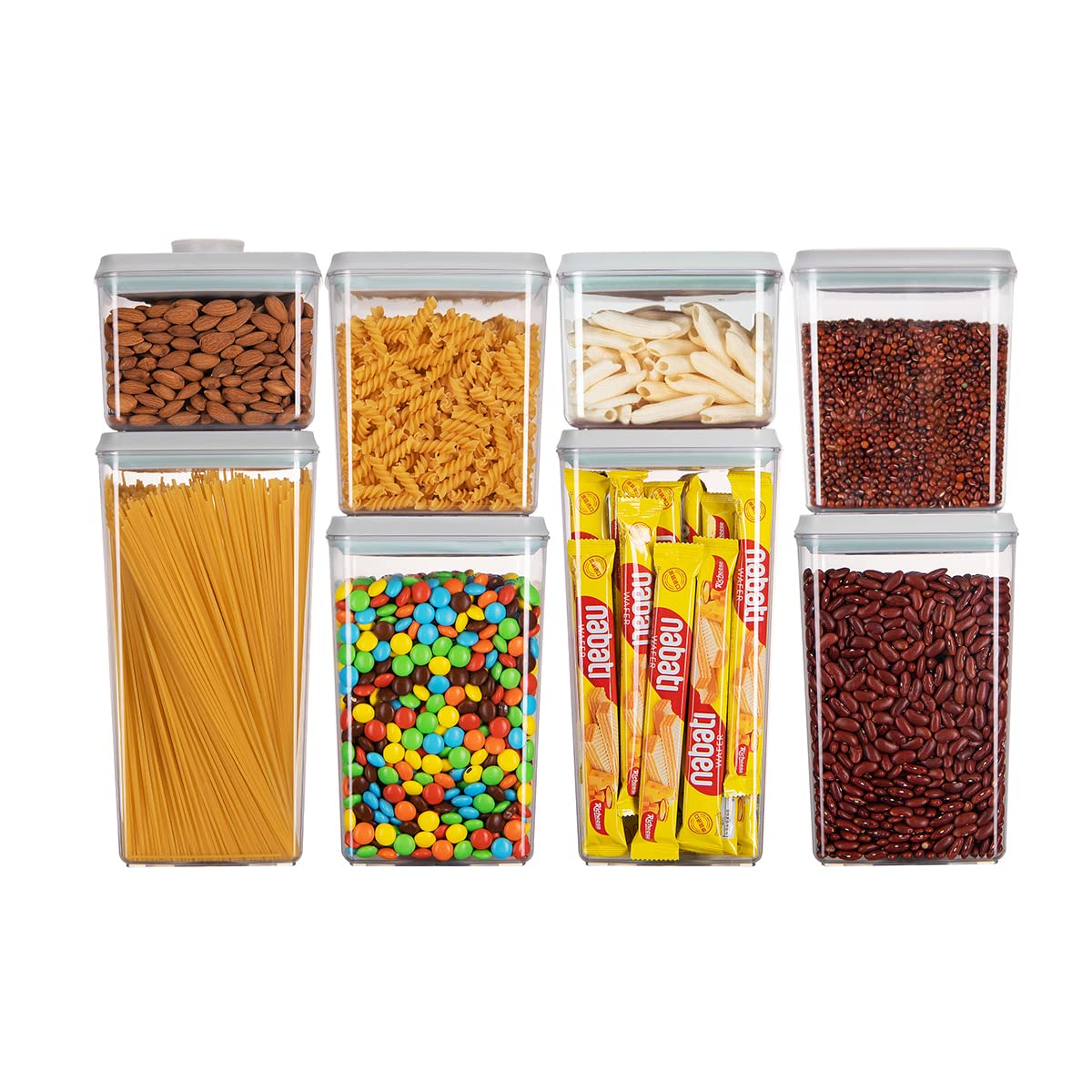 Ankou Food Storage Containers Pop Airtight Food Storage Containers with Lids for Kitchen Pantry Organizing Cereal Snack Flour Su