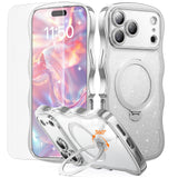 3 in 1 for iPhone 17 Pro Max Case with 360 Spin Magnetic Stand, 1X DIY Glitter Cardstock +1X Screen Protector, [Fit for Magsafe]