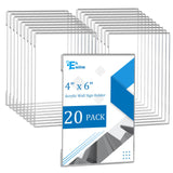 EHWINE 20 Pack 4x6 Wall Mount Acrylic Sign Holder, Wall Signs Photo Menu Flyer Display Holders, Plastic Clear Acrylic Frames for