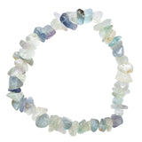 CHARGED Premium Rainbow Fluorite Crystal Chip Bracelet Stretchy + Selenite Charging Heart Included (Increase Clarity & Focus, Re