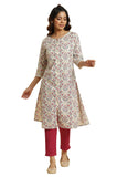 W for Woman Ecru Cotton Kurta with Multi-Coloured Floral Print_23AUW10113-121064_L_12