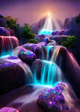 KINPLUB 5D Diamond Painting Kits for Adults, Moonlight Waterfall Diamond Art Kits, DIY Full Drill Night Moon Landscape Paint wit