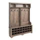 Prepac Gray Hall Tree, Shoe Cabinet, Storage Cabinet with 24 Shoe Cubbies and 6 Double Coat Hooks 15.5 D x 60 W x 77 H