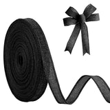 JaoZuyard Black Burlap Ribbon 1/2 inch X 20 Yard Natural Linen Woven Ribbon DIY Handmade Wired Black Edging Production Wreath Ho